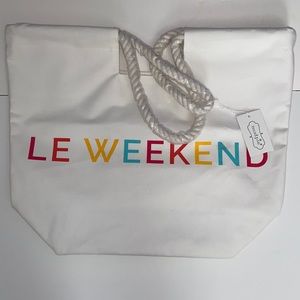 NWT Mud Pie Canvas Tote Le Weekend